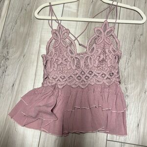 Pink lace tank